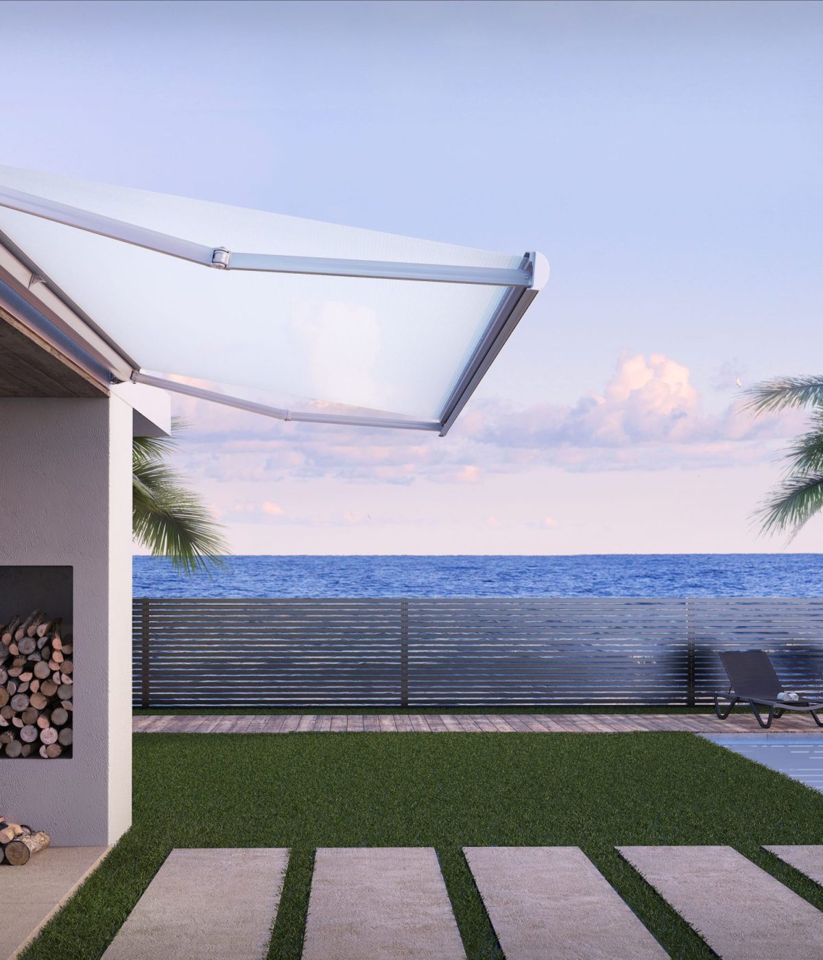 Outdoor white awnings